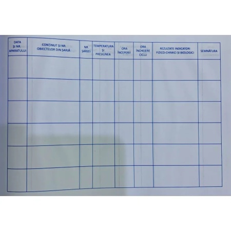 Registru Sterilizare Autoclav - pentru Evidenta Proceselor de Sterilizare - Img 2