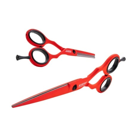 Set 2 foarfece tuns si filat din otel 420 Kiepe Red Passion 5.5 inch
