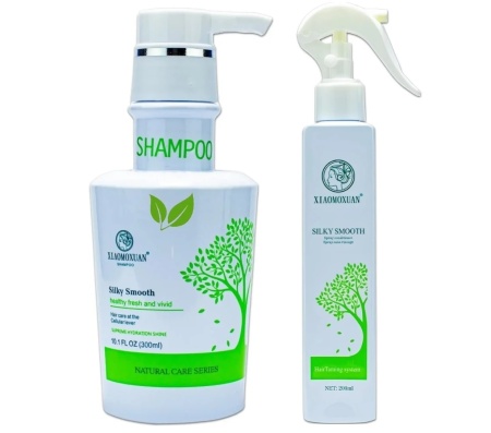 Set Cadou Xiaomoxuan S1T1 - Sampon Arbore de Ceai 300ml + Spray Termoprotector Regenerare si Stralucire