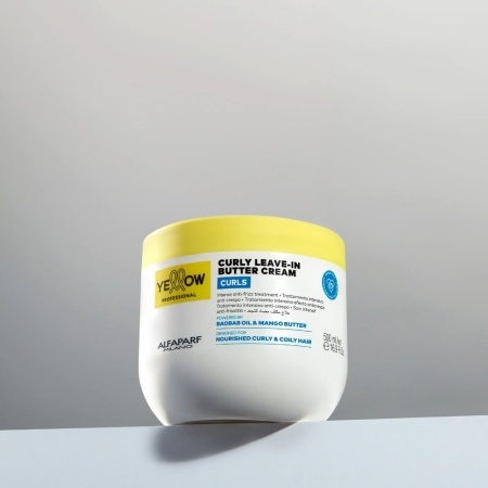 Tratament Leave‑In Anti‑Frizz pentru Păr Creț sau Ondulat cu Protecție Termică 500 ml, Yellow Curls Curly Butter Cream – - Img 3