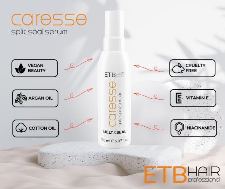 ETB Hair Ser Leave In Professional Melt&Seal Split Seal Premium Smoothing Serum 150 ml pentru Netezire și Sigilarea Vârfurilor Despicate - Img 2
