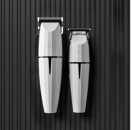 JRL Fresh Fade White Ghost Combo – SET de Mașină de Tuns 2020C și Trimmer 2020T Onyx, cu Tehnologie Cool Blade, Smart-Clip și Design Alb Premium - Img 3