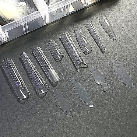 Set pentru extensii, tipsuri reutilizabile + șablon din silicon de 8 tipuri, 288 bucăți - Img 3