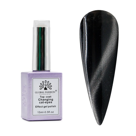 Top Coat Changing Cat eyes, argintiu, 15 ml - TPO Free - Img 1