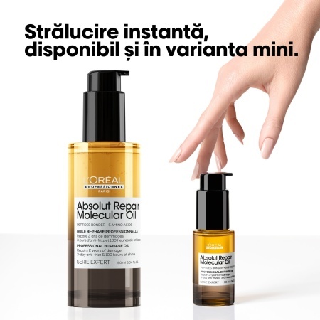 Ulei bifazic de păr L’Oréal Professionnel Absolut Repair Molecular– Anti-Frizz, Hranire Intensă & 100h Strălucire - Img 7