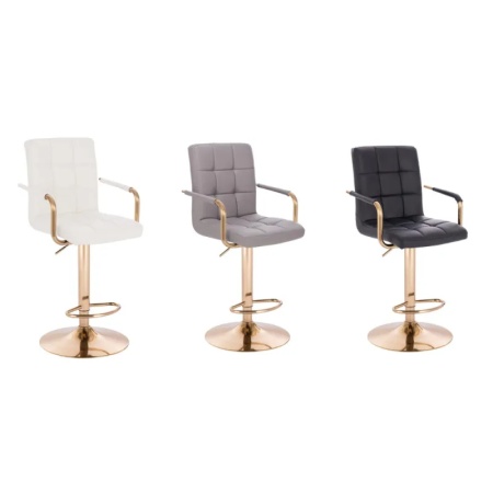 Scaun Make-Up Leopold cu Baza Aurie, Reglabil pe Inaltime, Piele Ecologica - Img 2