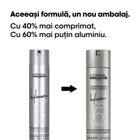 Fixativ Profesional L’Oréal Professionnel Infinium Pure Soft 300ml– Fixare Flexibilă și Strălucire Naturală - Img 5