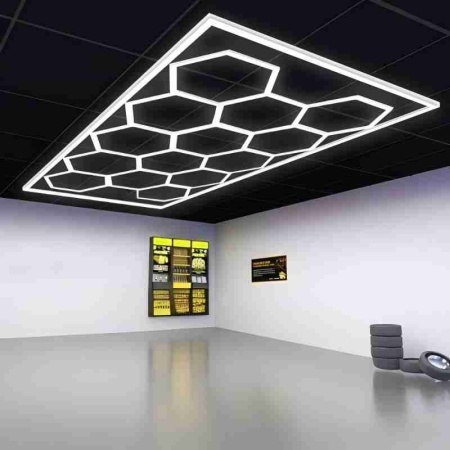 HoneyComb 14 Hexagoane Luminoase LED cu Rama 650W 4830 X 2430mm - Img 2