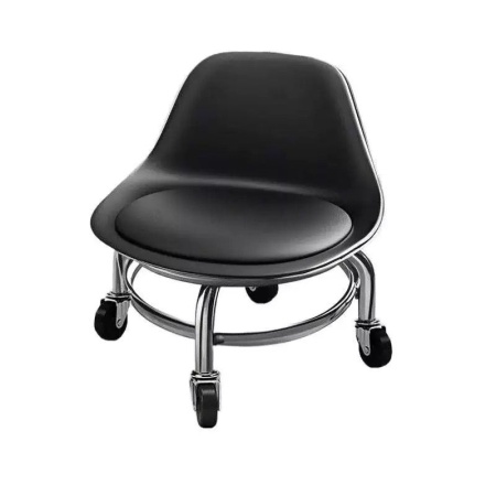 Scaun de Pedichiura cu Spatar pe Role - Pauco, Rotire 360 - Black - Img 3