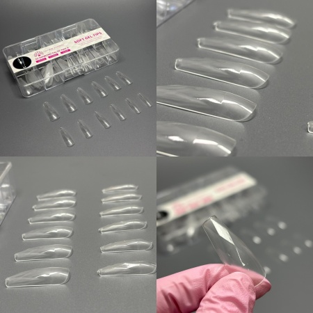 Tipsuri de gel „3D diamonds”, Balerină Medie, 04, 120 buc, 12 dimensiuni - Img 2