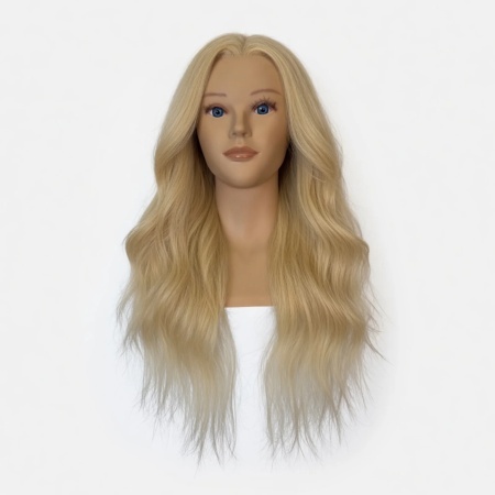 Resigilat - Cap de Manechin Profesional cu Păr Natural 100% TBE, 50 cm – pentru Coafat, Tuns, Vopsit și Decolorat