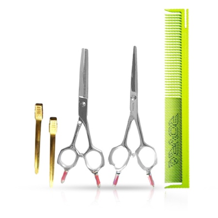 Set Foarfece - ROVRA - Student Series - 5.5 Inch cu Pieptene Verde si Clipsuri - Img 3