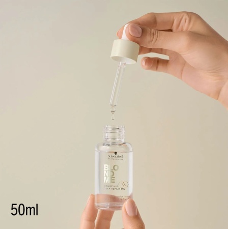 Ulei Reparator Schwarzkopf BLONDME Bondfinity Repair Oil – Regenerare, Strălucire și Protecție Termică pentru Părul Blond 50ml - Img 5
