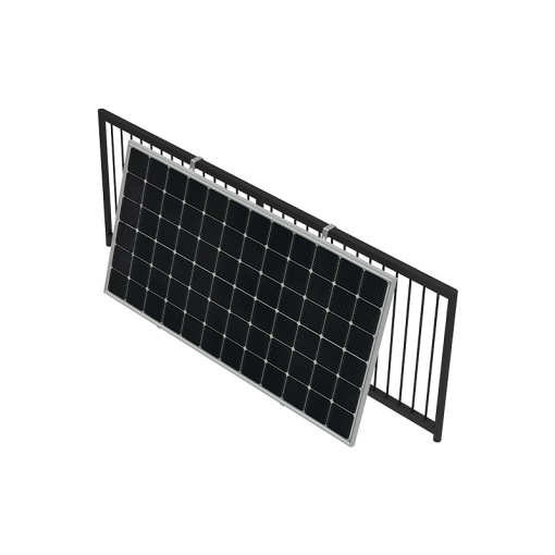 Balcony structure set, panel assembly with a 15 degree deviation from the balustrade plane
