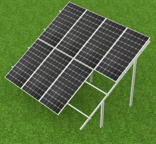 Ground anchoring system for 6 (2x3) panels vertically