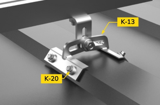 Sistem de prindere in tabla trapezoidala pentru 27 (3x9) panouri in plan vertical
