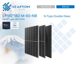 Panou Fotovoltaic Leapton 510W LP182-M-60-NB – N-Type TOPCon, Bifacial, Double Glass, Full Black