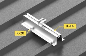 Sistem de prindere cu minirail pentru 10 (1x10) panouri în tabla trapezoidala, Minirail 33cm - Img 2