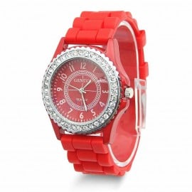 Ceas de dama Geneva cu cristale - Red