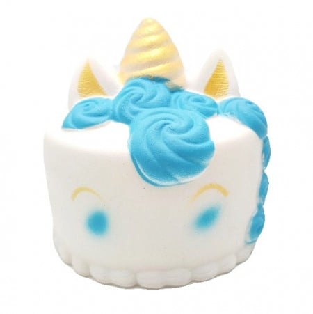 Jucarie Squishy parfumata, Tort Unicorn - bleu