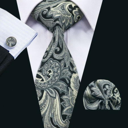 Set cravata + batista + butoni - matase naturala 100% - model 9