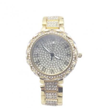 Ceas dama elegant Full crystals - golden, cutie eleganta cadou