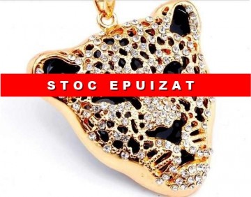 Colier fashion cu pandant cap de leopard si cristale - Cadoulchic