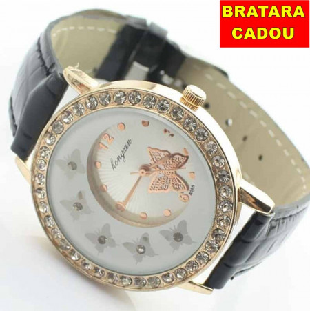 Ceas dama Black & Golden Butterfly