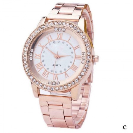 Ceas dama Rose Golden Stylish Crystals + cutie eleganta cadou