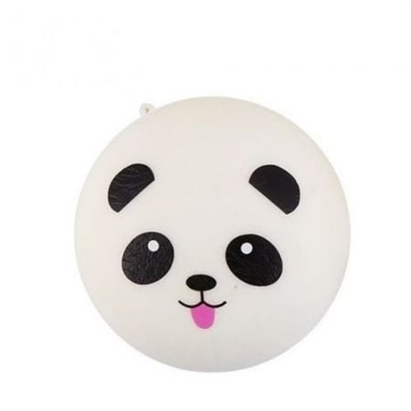 Jucarie Squishy, model ursulet panda cu limbuta roz