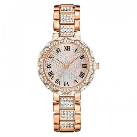 Ceas dama elegant Full crystals - rose golden, cutie eleganta cadou