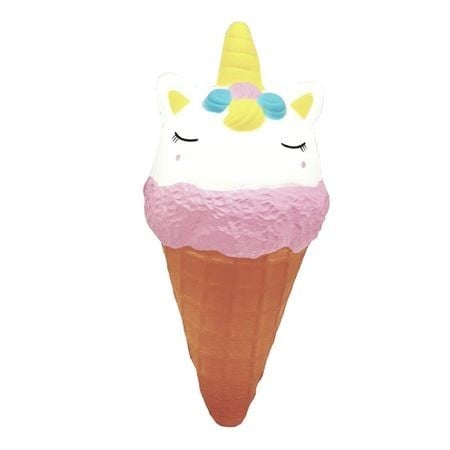 Jucarie Squishy, Jumbo (20 x 9 cm), parfumata, inghetata unicorn, ornament roz