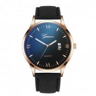 Ceas barbatesc Geneva, afisaj data, stil casual, cadran design Blue Ray