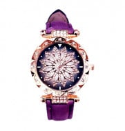 Ceas dama Stylish Flower & Crystals, purple