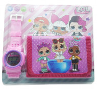 Set Ceas pentru fetite cu portofel, tip LOL Surprise, model 3