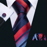 Set cravata + batista + butoni - matase naturala 100%, tesatura Jaquard - model 16