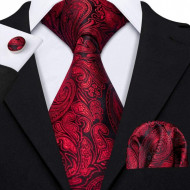 Set cravata + batista + butoni - matase naturala 100%, tesatura Jaquard - model 17