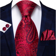 Set cravata + batista + butoni - matase naturala 100%, tesatura Jaquard - model 24
