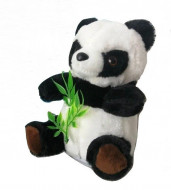Ursulet panda de plus vorbitor, jucarie interactive, 17 cm, culoare alb / negru