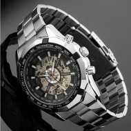 Ceas barbatesc Winner, Full Mechanic - Black & Silver