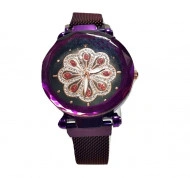 ceas ieftin dama cu cristale bratara magnetica mov purple