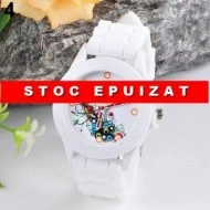 Ceas dama, curea silicon - model floral
