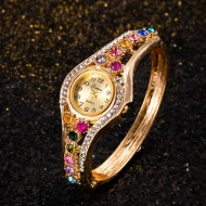 Ceas dama elegant cu cristale multicolore