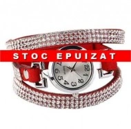 Ceas dama White Crystals on Red