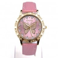 Ceas fashion de dama cu fluture si cristale - roz