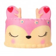 Jucarie Squishy, caprioara roz cu inimioare si floricele