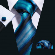 Set cravata + batista + butoni - matase naturala 100%, tesatura Jaquard - model 23