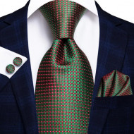 Set cravata + batista + butoni - matase naturala 100%, tesatura Jaquard - model 22