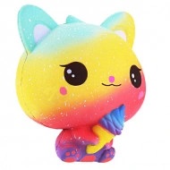 Squishy jumbo, jucarie parfumata, model pisicuta cu inghetata, multicolora