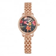 Ceas dama Summer Flowers, rose golden